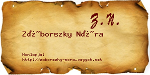 Záborszky Nóra névjegykártya